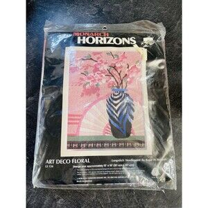 Vintage 80s Monarch Horizons Art Deco Long Stitch Needlepoint